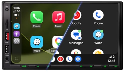 Apple 7'' Double Din Car Stereo with CarPlay Android Auto