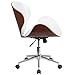 Flash Furniture Tana Mid-Back Walnut Wood Conference Office Chair in White LeatherSoft