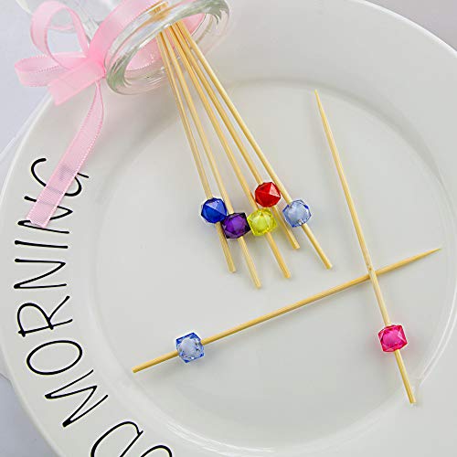 DLOnline 200 Counts 4.7 Inches Acrylic Pearl Fruit Sticks,Wooden Party Picks for Appetizer,Drink,Sandwich,and Cupcake,Bamboo Cocktail Toothpicks for Wedding Birthday Party Supplies (8 Colors)