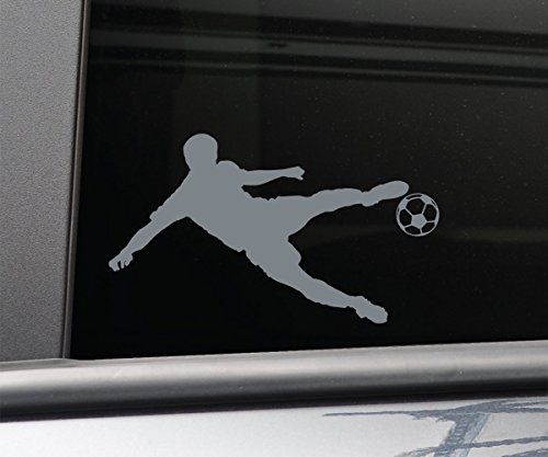 Soccer Player Vinyl Decal Laptop Car Truck Bumper Window Sticker - Charcoal
