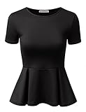 Doublju Stretchy Flare Peplum Blouse Tops for Women with Plus Size