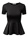 Doublju Stretchy Flare Peplum Blouse Tops for Women with Plus Size (Made in USA)