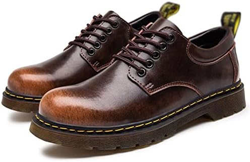 Boots Men's Short Leather Lace Up Boots FENGHUANGE Cowboy