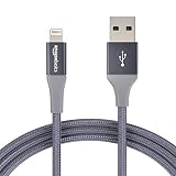 AmazonBasics Double Braided Nylon Lightning to USB Cable, Advanced Collection, MFi Certified iPhone Charger, Dark Grey, 6 Foot
