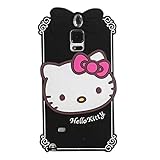 Galaxy Note 4 Case,Galaxy Note 4 Silicone Case,Tribe-Tiger Cartoon Diamond Crystal Hello Kitty Silicon Gel Rubber Case Cover Skin for Samsung Galaxy Note 4 2014 Model(Black Kitty)