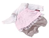 Gotz Pink/Gray Stripe Romper Jumper with Pink Overlay and White T-Shirt for 16.5