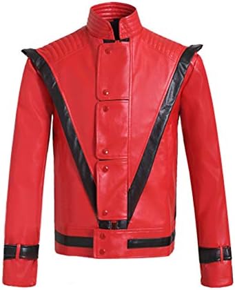 Gn2u MJ Jacket Thriller Billie Jean PU Leather Jackets Mens Red Zipper Suits Dance Costumes