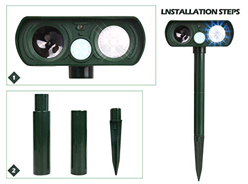 Humutan Ultrasonic Dog Repellent, Solar Powered and Waterproof Repeller for Cats, Dogs and More