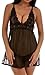 Lingerie for Women Babydoll Sleepwear Set V-Neck Lace Mesh Front Slit Plus Size Chemise