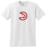 Atlanta Hawks T-shirt Simple White Tee Hawks Design on White Tee