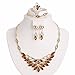 Moochi 18K Gold Plated Oval Beads Scrafe Pattern Necklace Earrings Ring Bracelet Jewelry Set