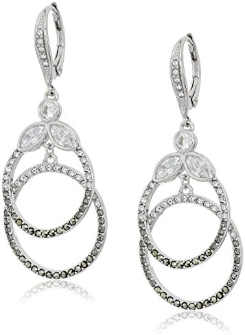 Judith Jack Sterling Silver Swarovski Marcasite Lever back Drop Earrings