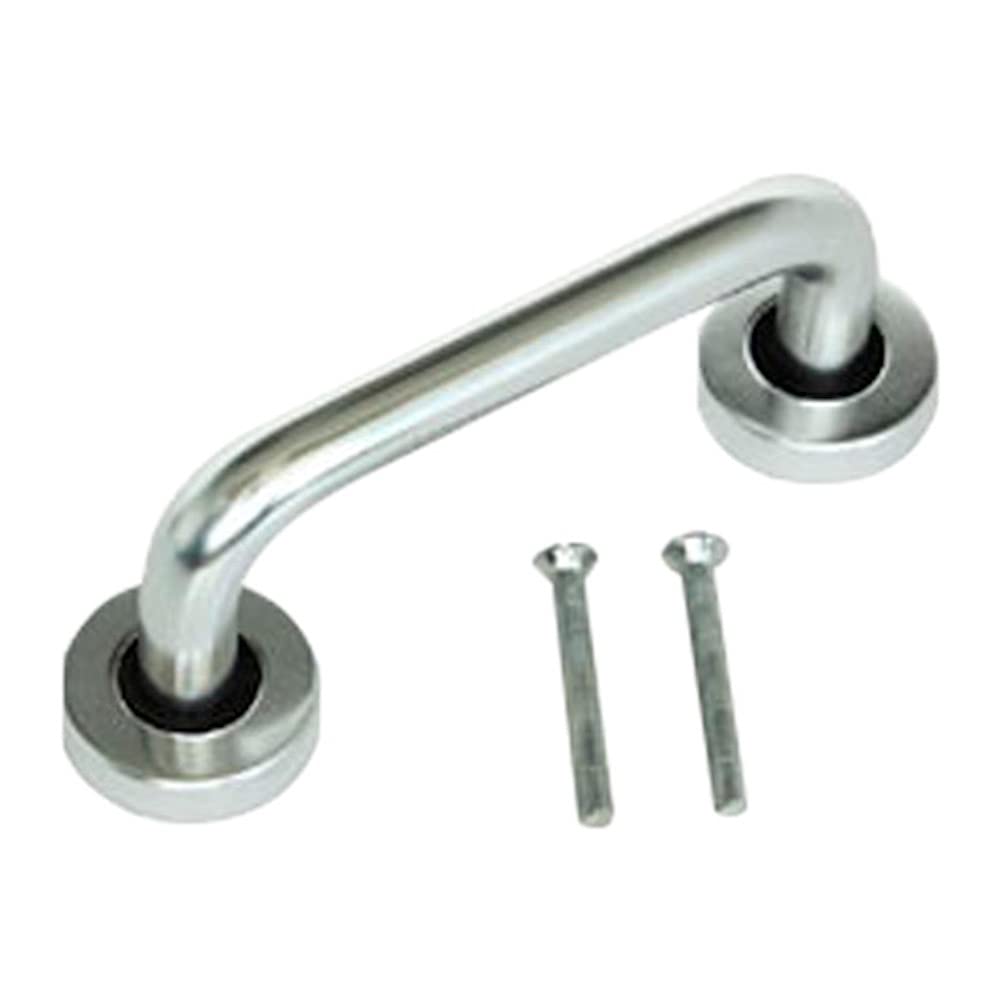 Merriway BH06450 Round Pull Handle & Roses Polished Aluminium 230mm, Silver Tone