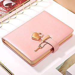 Heart Shaped Lock Diary with Key for Girls PU