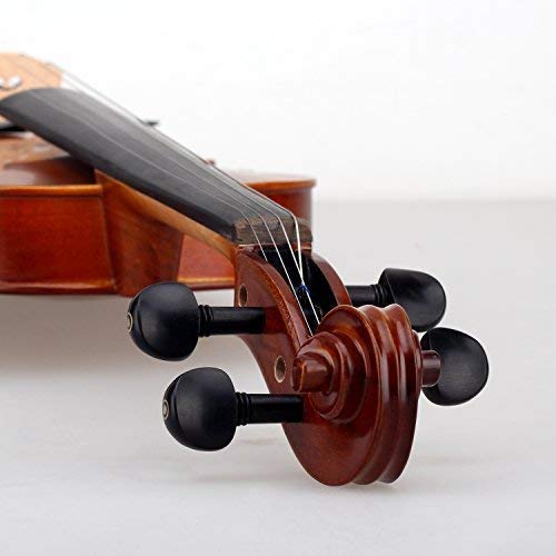 Mugig Violin, Solidwood Ebony Fitted with Hard Case, with Violin Bow, Rosin and Extra Strings, Suitable for Beginners and Students (4/4, Full-size)