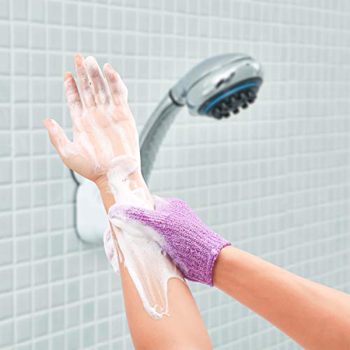 12 Pairs Double Sided Exfoliating Gloves Body Scrubber Scrubbing Glove Bath Mitts Scrubs for Shower, Body Spa Massage Dead Skin Cell Remover, 12 Colors