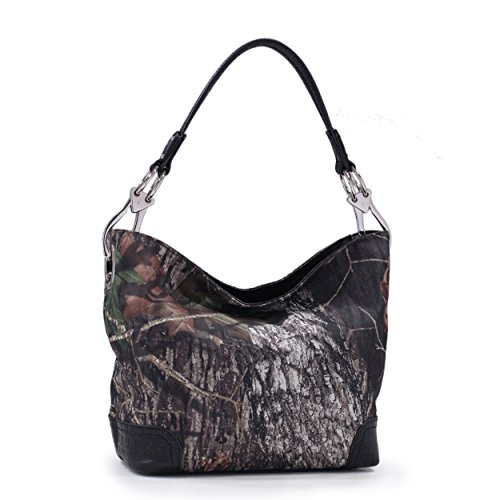 Emperia Women’s Sarah Mossy Oak Hobo Bag, Camouflage/Black Trim, 10.5 x
