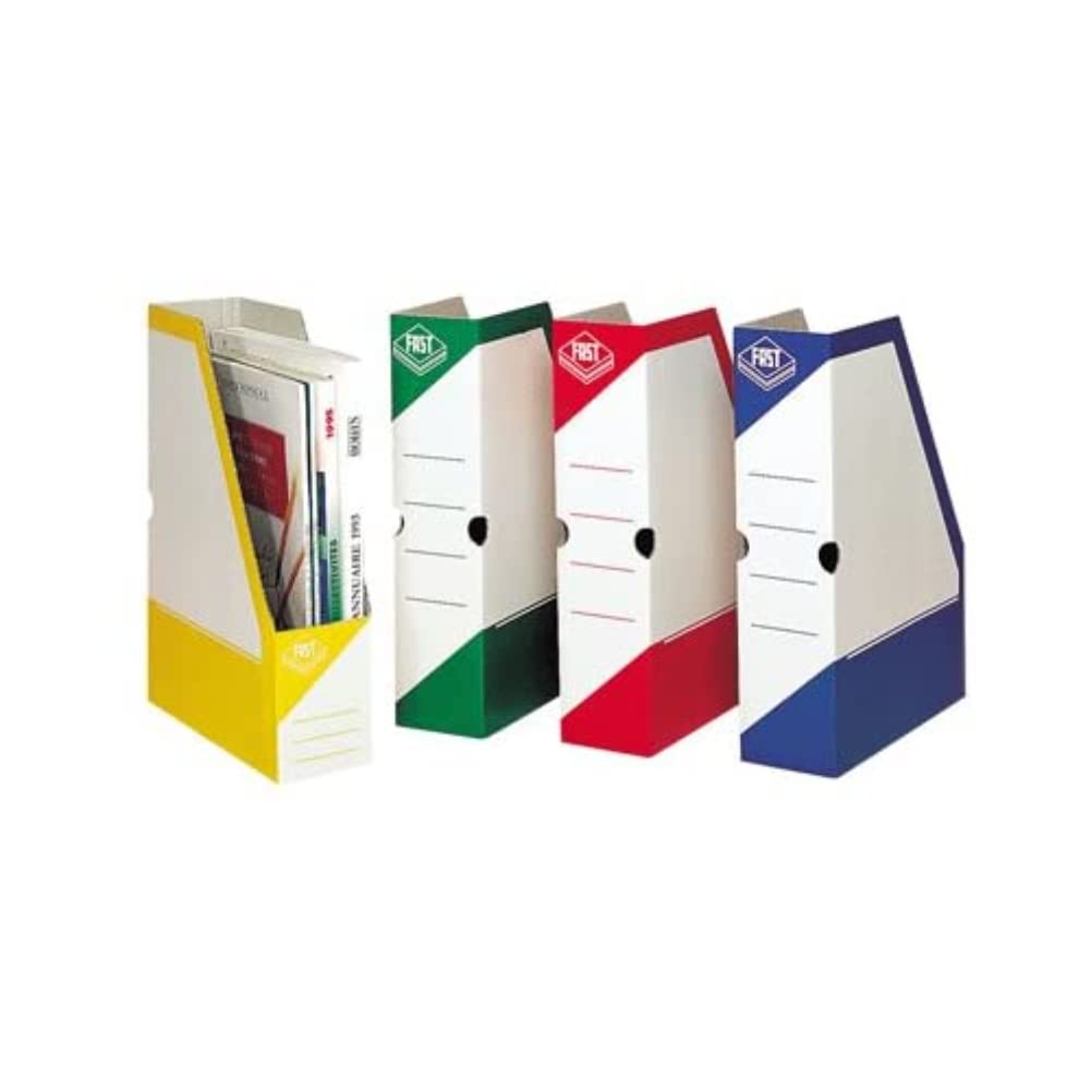 Fast Magazine Rack 33 x 25 cm Back 8 cm Corrugated Cardboard Cover Assorted Colours Pack of 4