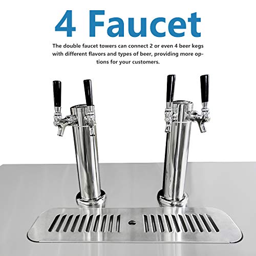 KITMA Commercial Kegerator Beer Dispense 17 Cu.Ft 2 Tap Towers Keg