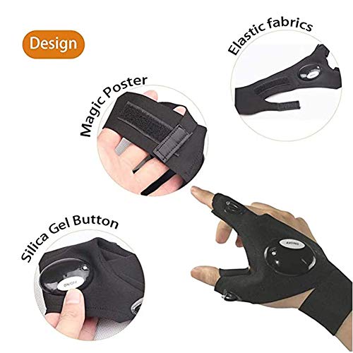 QLGRXWL Angelhandschuhe,LED-Taschenlampenhandschuhe,Nachtlichthandschuhe Im Freien,Zeigefinger Mit Magischem Riemen,Für… – Bild 6