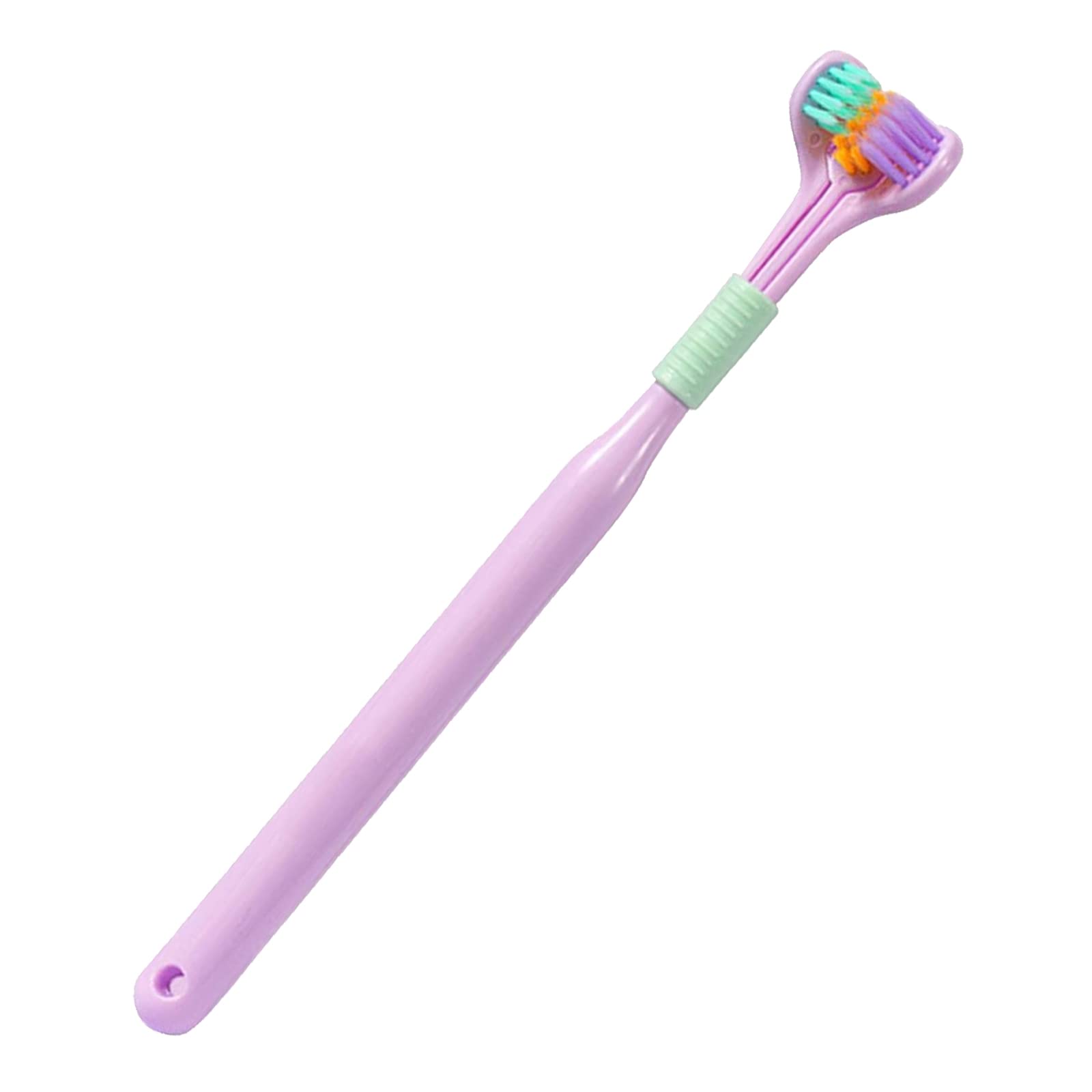 Triple Angle Toothbrush Practical 3 Sided Autism Creative Three Bristle Travel Toothbrush for Adult Teeth Care and Gum Care（Purple）