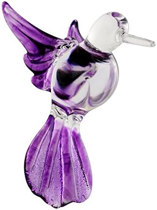 Crystal Castle Glass Hanging Hummingbird Figurine Solid Color Clear Body (Lavender)