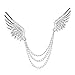 Sewanz Men's Diamante Silver Angel's Wings Shape Collar Pins, Lapel Stick Brooch with Chain for Shirt