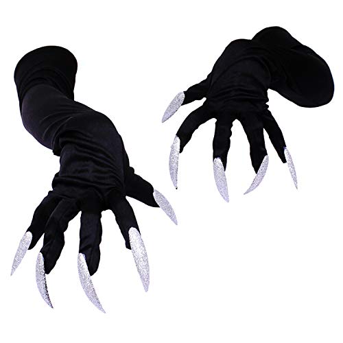 Glitter Sparkle Devil Costumes Set - Sasairy Halloween Cosplay Long Nails Gloves, Long Fingernail Halloween Props Monster Claws