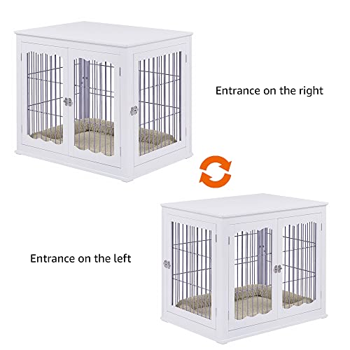 unipaws Furniture Style White Dog Crate for Medium Large Dogs, Indoor Aesthetic Dog Stuff Kennel