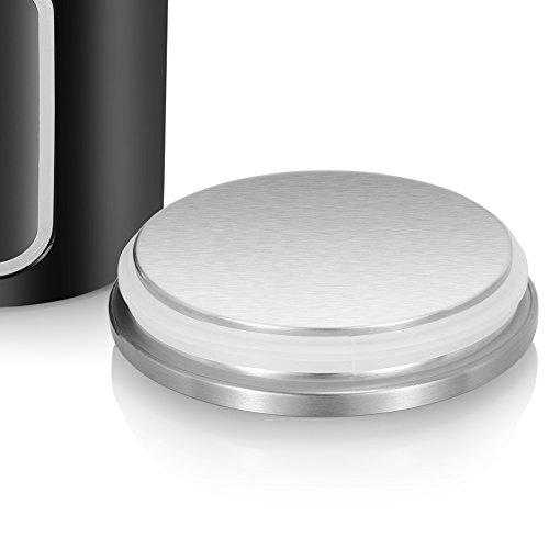 MLO E-CO Canisters Sets for Tea Coffee Sugar Food Canisters with Airtight Lids, 3-Piece Set (Black)