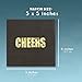 50 Pack Cheers Disposable Cocktail Beverage Paper Napkins for Birthday, Wedding Party Supplies, Black & Gold Foil, 5 in