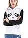 St. Jubileens Women's Cute Panda Print White and Black Fleece Hoodie Sweatshirts Tops Pullover (Small)