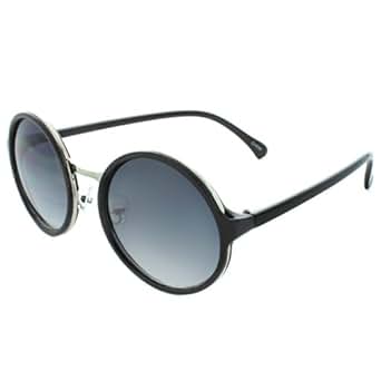 MLC Metal Insert 50mm Round Sunglasses in Black Silver