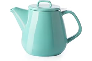 SWEEJAR Ceramic Teapot, Large Tea Pot with Stainless Steel Infuser, 40 Ounce, Blooming & Loose Leaf Teapot for Tea Lover, Gif