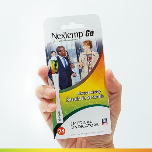 NexTemp® Go Oral Disposable Thermometers, Accurate Fast Read Temperature Thermometer in 10 Seconds, Hygienic, Use Anytime Anywhere for Adults, Kids, Travel, Home or First Aid Kit, Fahrenheit,12-Pack