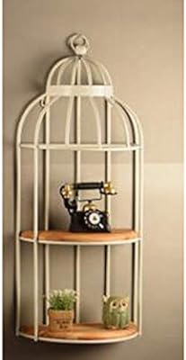 Beauty Style Retro Iron Art Birdcage Wall Storage Rack Home Restaurant Bar Wall Decoration Solid Wood Wall Hanging 40 20 89cm Color White Amazon Ae