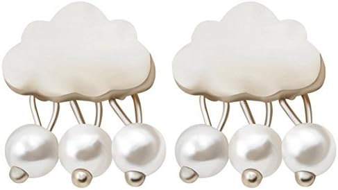 Richliruib Fashion Women Cloud Raindrop Ear Studs Faux Pearl Refined Elegant Cute Unique Design Earrings Birthday Party Gift - Golden