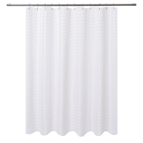Barossa Design Fabric Shower Curtain White Hotel Grade, Water Repellent