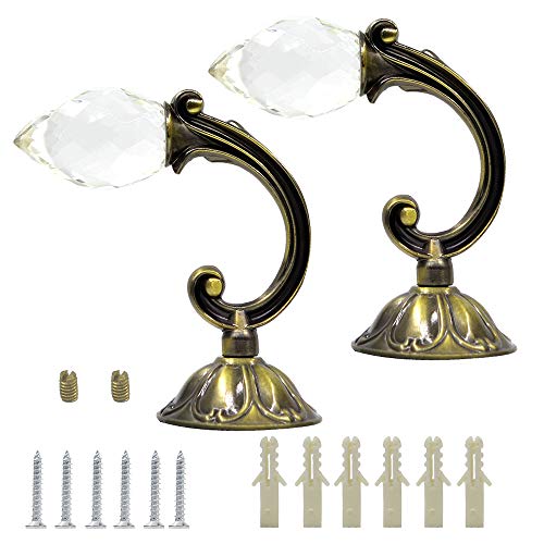 Ailejia Glass Crystal Curtain Holdbacks Tassel Curtain Tieback Zinc Alloy Decorative Drapery Holdback 2pcs 5.5“ (Bronze)