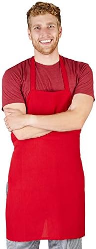 M&amp;M SCRUBS Apron Kings Bib Multi use Aprons (12, Red)