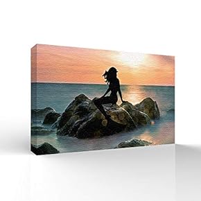 Canvas Wall Art Elegant Mermaid Pictures Home Wall Decorations for Bedroom Living Room Paintings Canvas Prints Framed - 12x18 inches