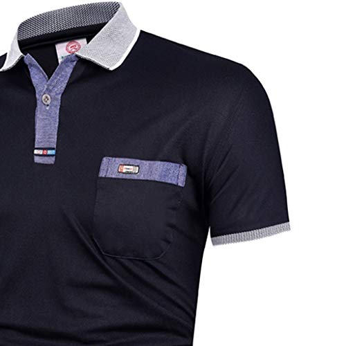 Dry fit Polo Shirts for Men Short Sleeve Regular Fit Striped Polo Shirt with Pocket Mens Casual Summer 2019