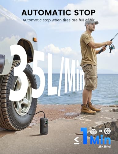 Lamicall Tire Inflator Portable Air Compressor - [5X Faster Inflation] Air Pump with Digital Pressure Gauge, 150PSI Electric Tyre Pump for Car Motorcycle Wheel Simulator, Wheel Accessorie