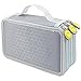LORJE Multilayer Colored Pencil Case, Large, 52 Slots Gray Pen Bag