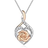 AENEAS Daisy/Sunflower/Rose Necklace for Women 925 Sterling Silver Flower Pendant Jewelry Birthday Valentine's Day Gifts for Her