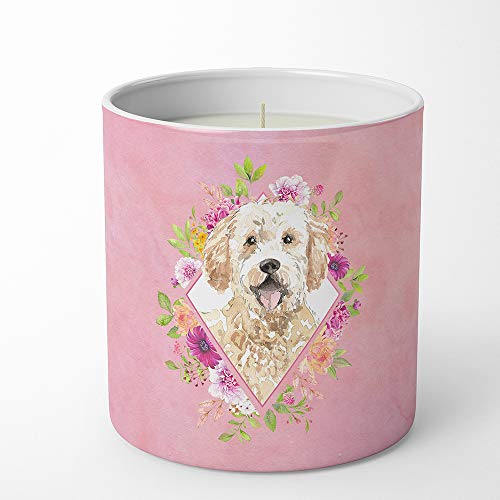 Caroline's Treasures CK4236CDL Goldendoodle Pink Flowers 10 oz Decorative Soy C…