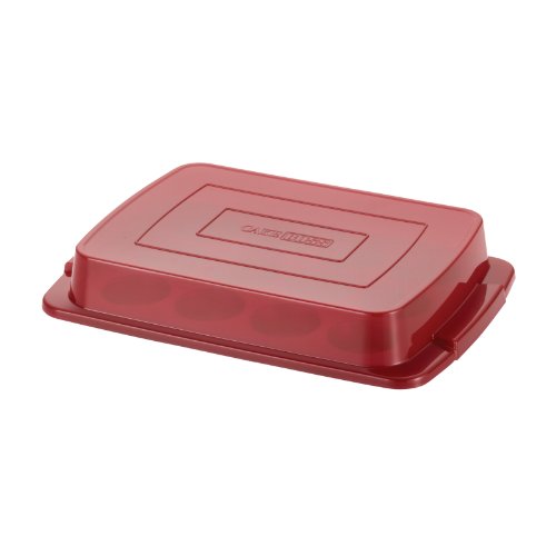 Cake Boss Deluxe Bakeware Nonstick 12-Cup Covered Muffin Pan, Gray with Red Silicone Grips