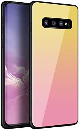 FOSO(™) Gradient Toughened Glass Back Cover Case for Samsung Galaxy S10 Plus/Galaxy S10+ 2019 (Gradient Lemon Yellow)