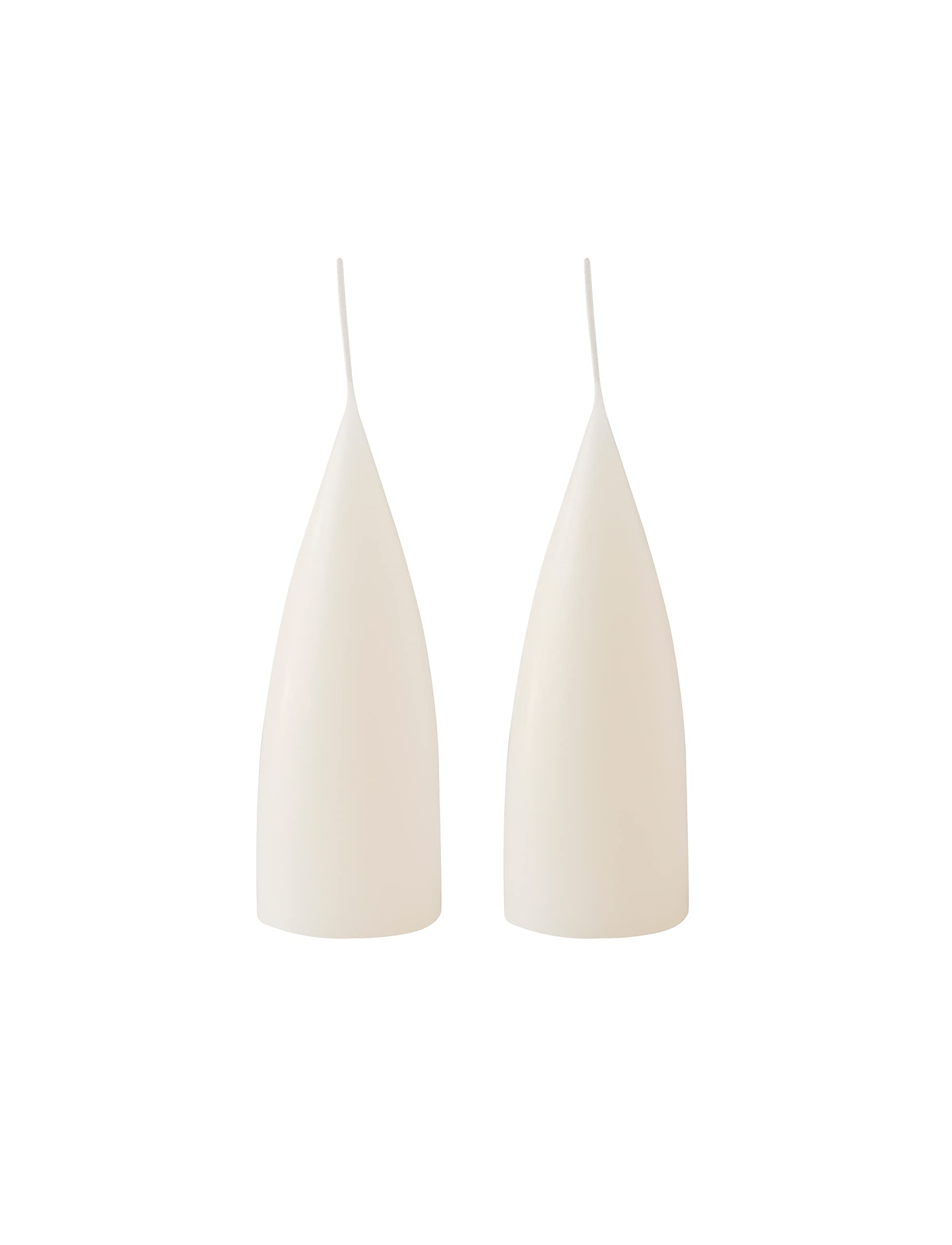 Kunstindustrien® Cone Shaped Candles, Made in Denmark, 43 colours available, Dripless & Smokeless Pillar Candles, Candles long burning 15 hours, Unscented Candle gift set, 2pcs. 6.5 x 16cm (Off White) — image 1