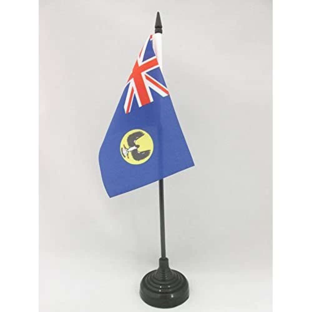 AZ FLAG - South Australia Table Flag 4'' x 6'' - South Australian Office Mini Banner 100% Polyester 15 x 10 cm - Mini Desk Flag with 10'' Pole and Black Plastic Base